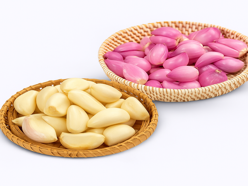 bawang yang sudah di kupas