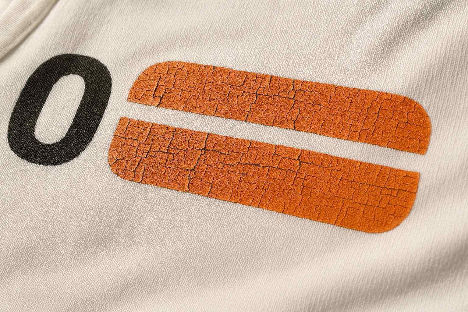 Ilustrasi kekurangan sablon kaos pada hasil cetak yang mudah retak dan kurang nyaman dipakai