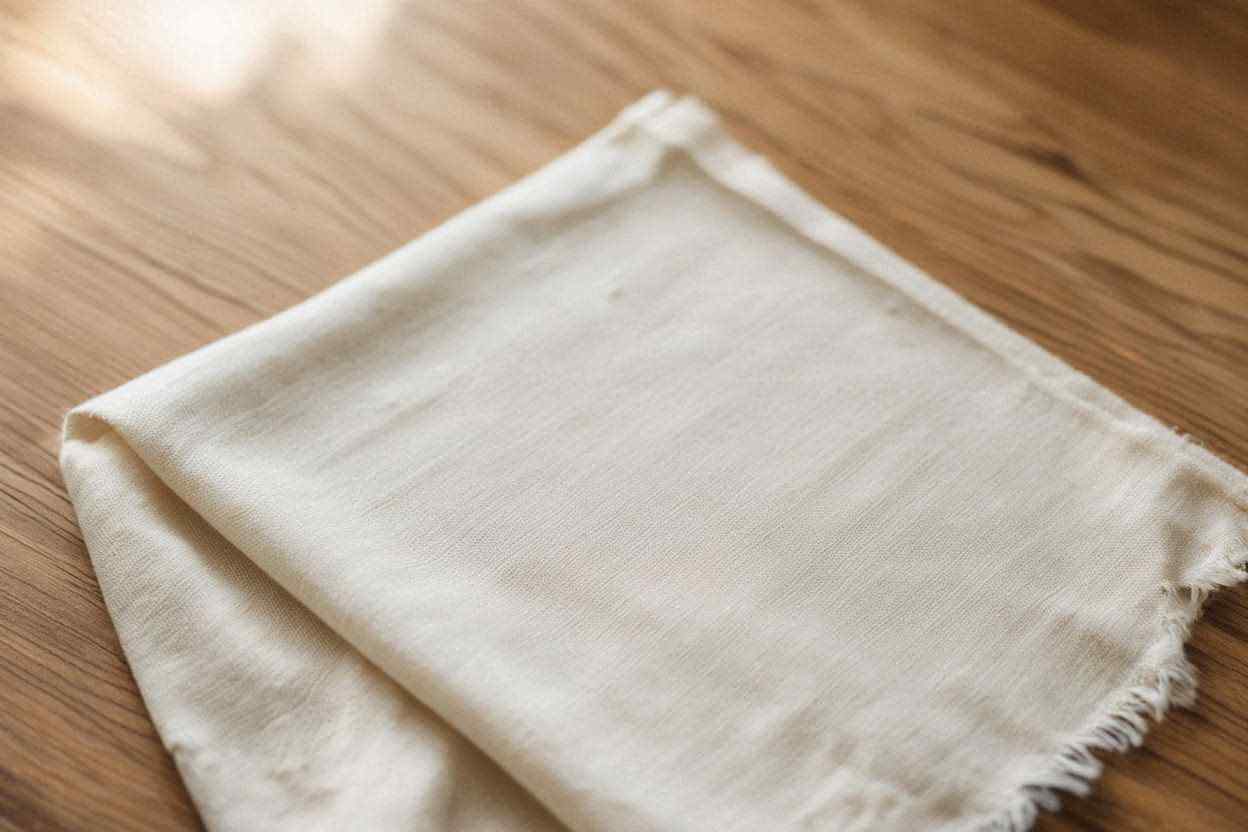 Tekstur bahan katun lembut dengan serat alami yang terlihat jelas