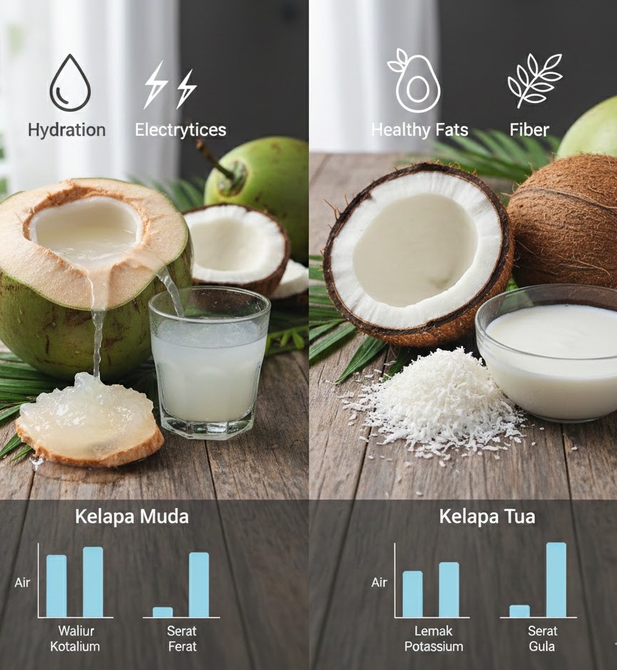 nutrisi kelapa muda dan kelapa tua